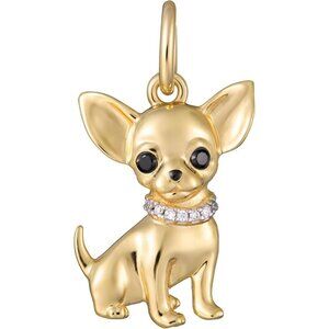Sterling Gold Chihuahu breed charm plated option cubic zirconia Necklace Jewelry